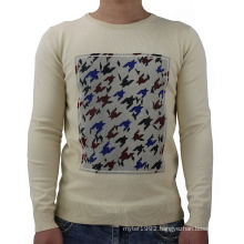AW 2020 New Design Cotton Viscose Nylon Round Neck lightning Print Pattern Logo Pullover Sweater Men